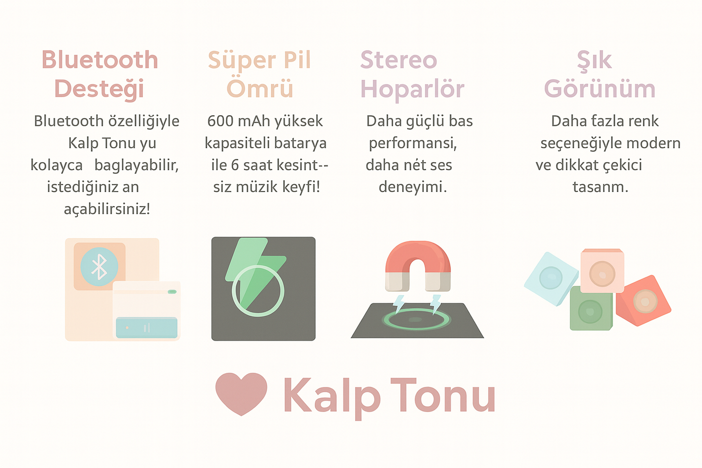 Kalp Tonu™ Renkli Kişiselleştirilebilir Müzik Magnet